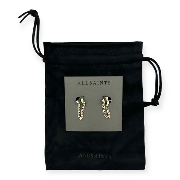 ~All Saints Pyramid Stud Chain Earrings NWT - Picture 1 of 5